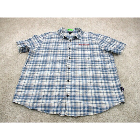 Patagonia Shirt Mens XL Blue White Plaid Organic Cotton Slub Poplin Button Up - Picture 1 of 12
